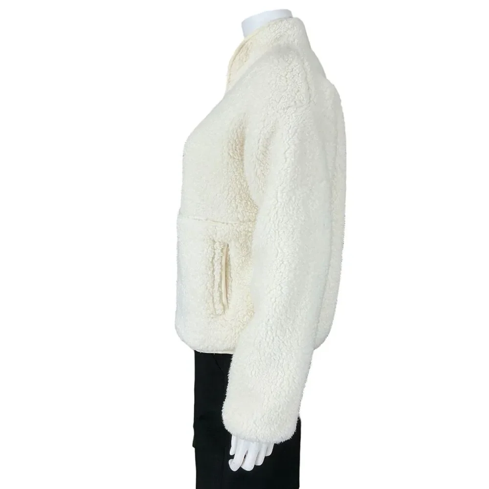 Sundance Heidi Sherpa Half Zip Pullover sz S Cozy Vanilla Cream Teddy‎ Coat BOHO